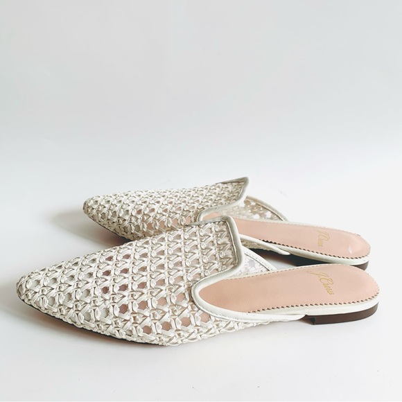 J. Crew Pointed toe Woven Slide Sandal mules white - Picture 2 of 9